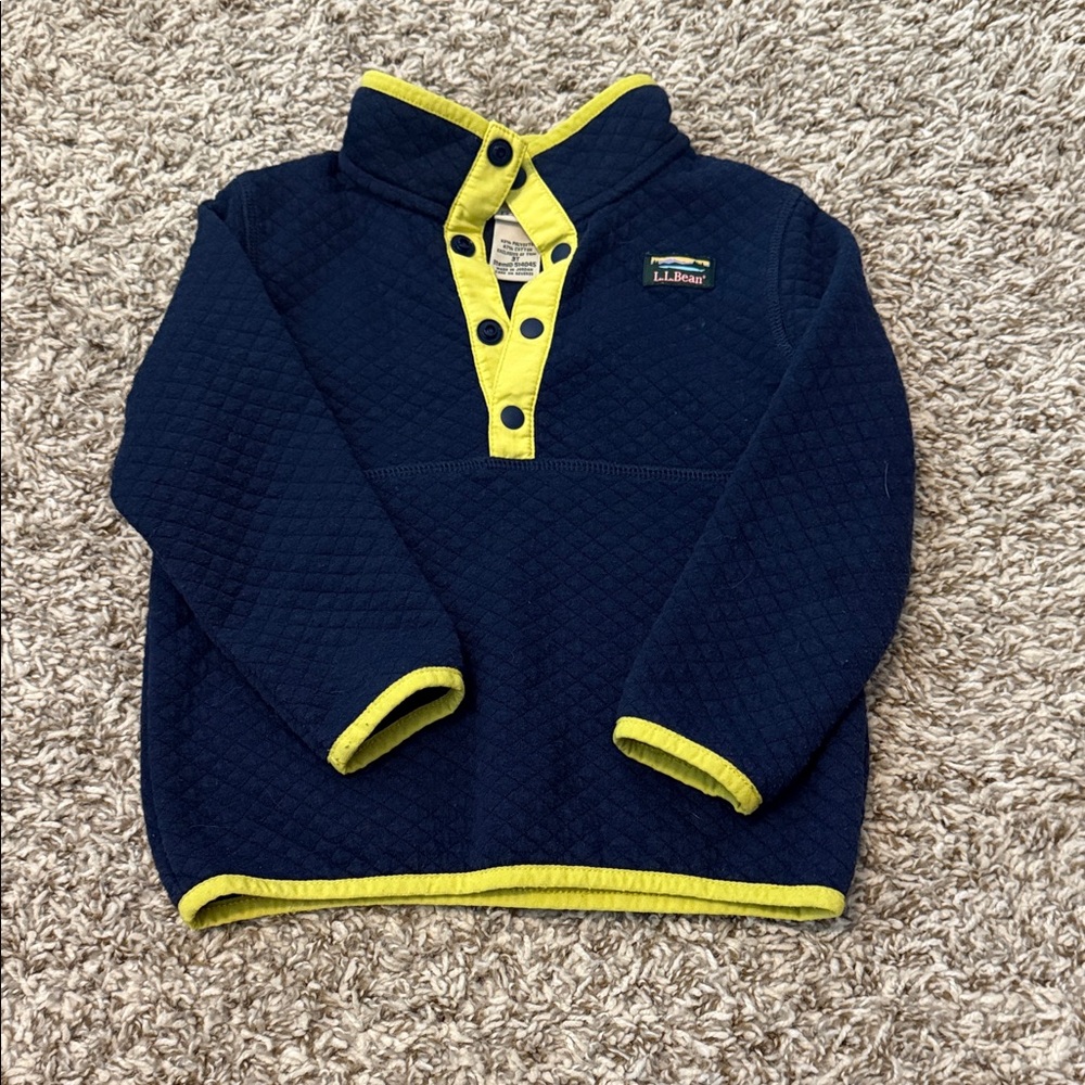 L.L. Bean Quilted Blue and Yellow Pullover
